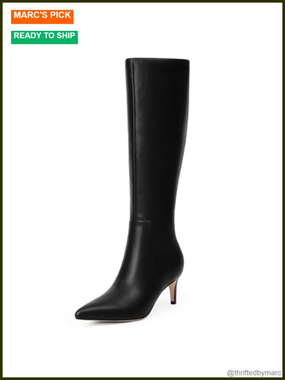 Kitten Heel Knee High Boots Pointed Toe Side Zipper Women Tall Boots